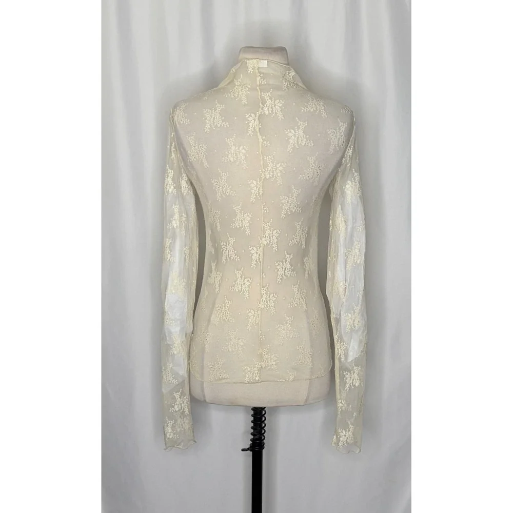 FREE PEOPLE Intimately Lady Lux Layering Top Floral Sheer Mesh Evening Crème L